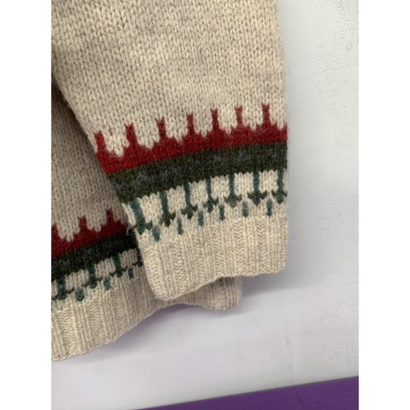 Moda Int'l Women’s Large Wool Cream Green Red Purple Stains On Collar - Picture 3 of 9